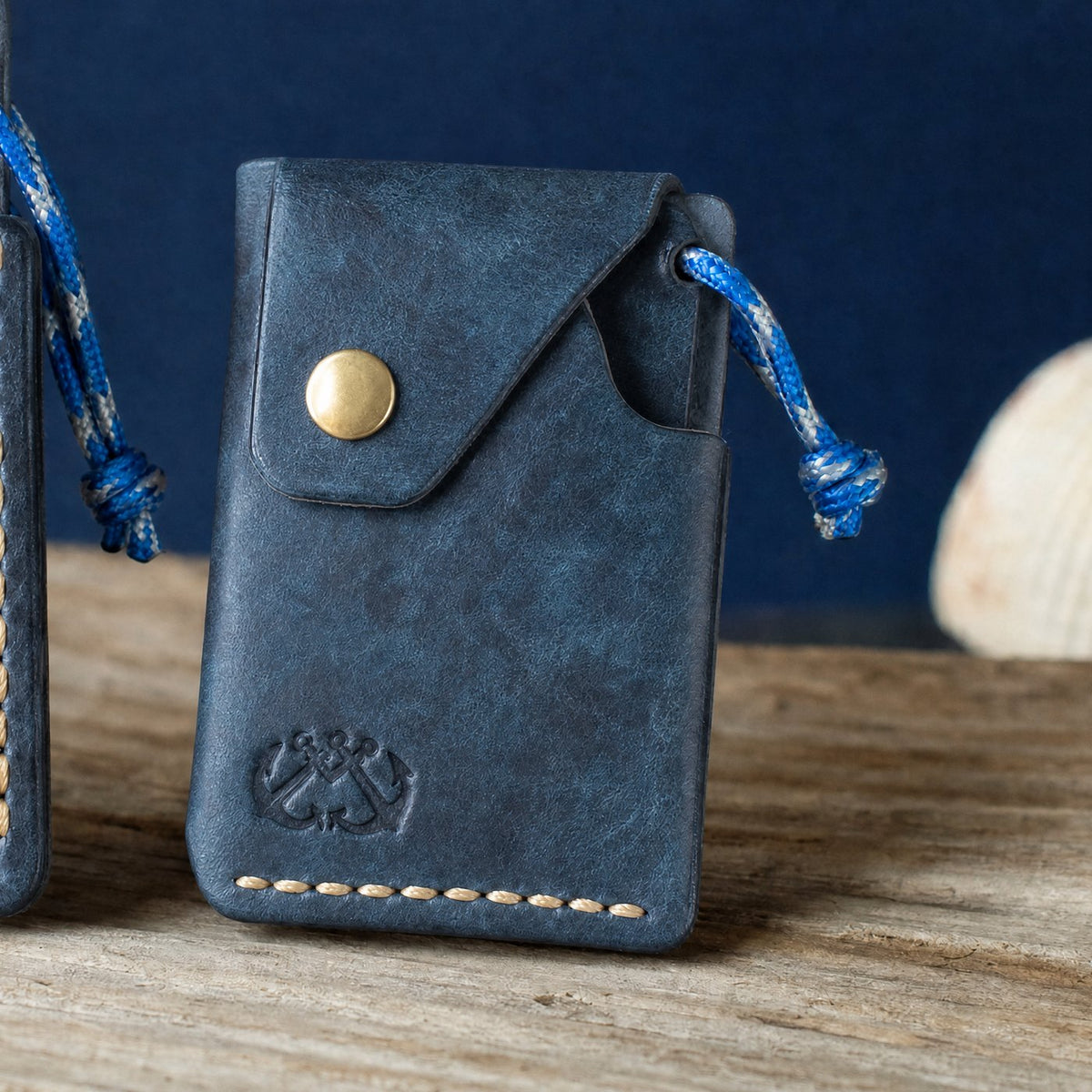 Low Tide in Navy Pueblo leather