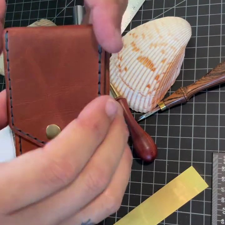 The Skipper with Ocean Blue stitching, closed