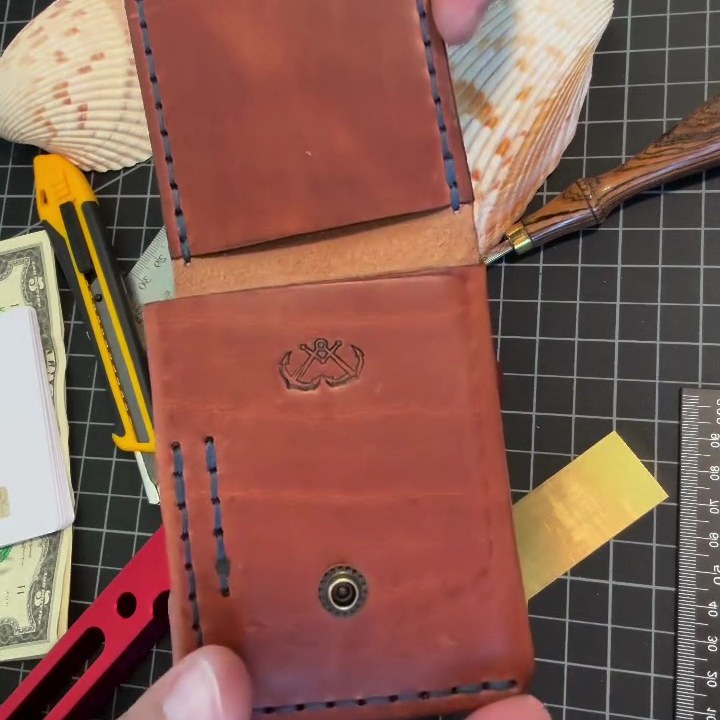 The Skipper with Ocean Blue stitching, open